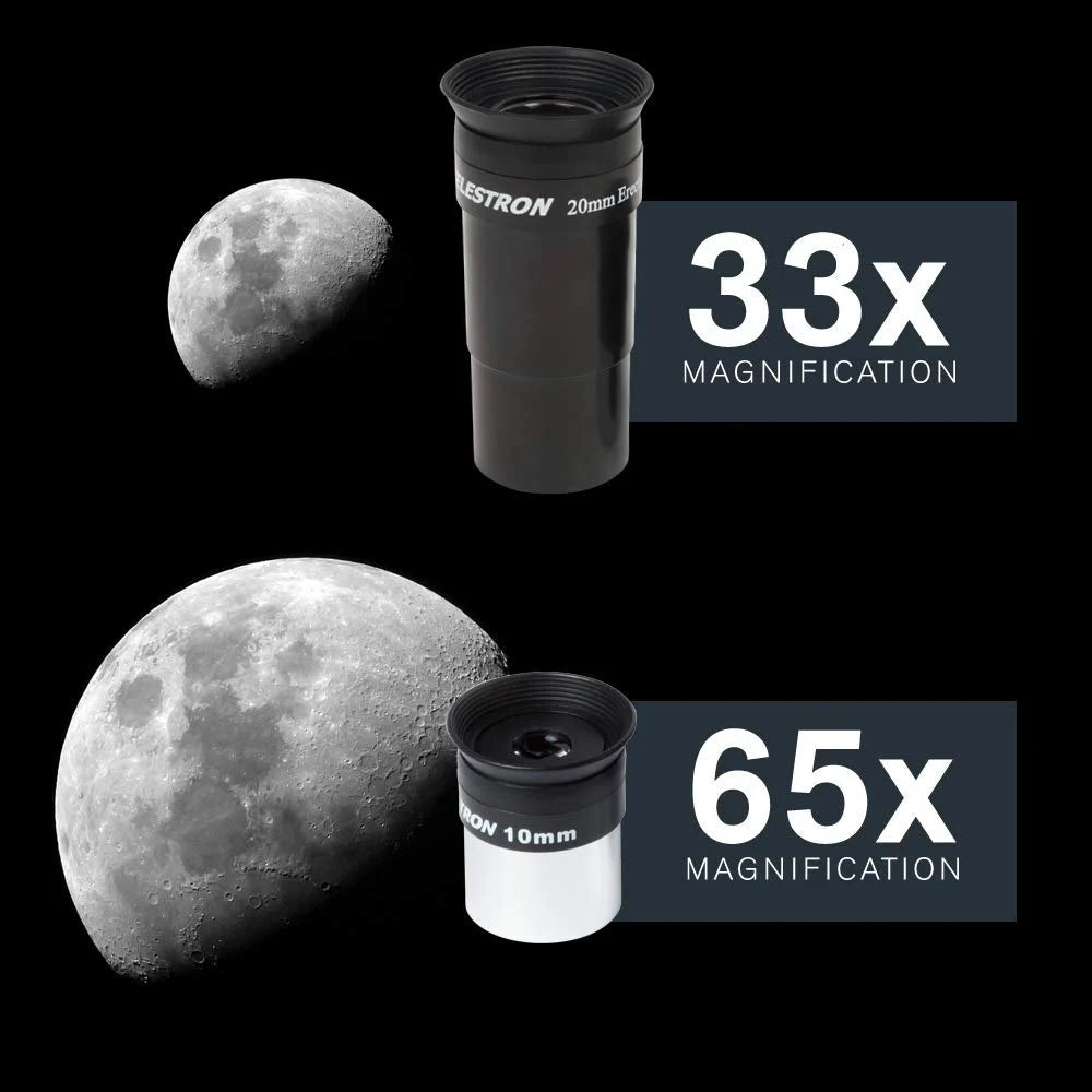 Celestron AstroMaster 130EQ 130mm (5.1-inch) Newtonian Reflector Telescope with Manual German Equatorial Mount, 650mm Focal Length, Dual Eyepieces (20mm & 10mm), StarPointer Finderscope, Adjustable Steel Tripod, and Full Accessory Tray
