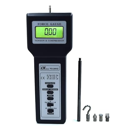 Lutron A32 FG-20KG Digital Force Gauge with High Precision Push and Pull Measurement, Multiple Units (kg/lb/N), Peak Hold Function, Overload Protection, Adjustable Response Time & Ergonomic Design for Industrial & Laboratory Applications