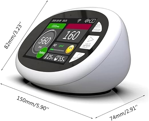 Real Instruments CO2 Air Quality Monitor, Temperature, Relative Humidity, 24H Real Time Monitor, Built-in 2000 MAh Battery, CO2 Carbon Dioxide PPM Level, AQM-11