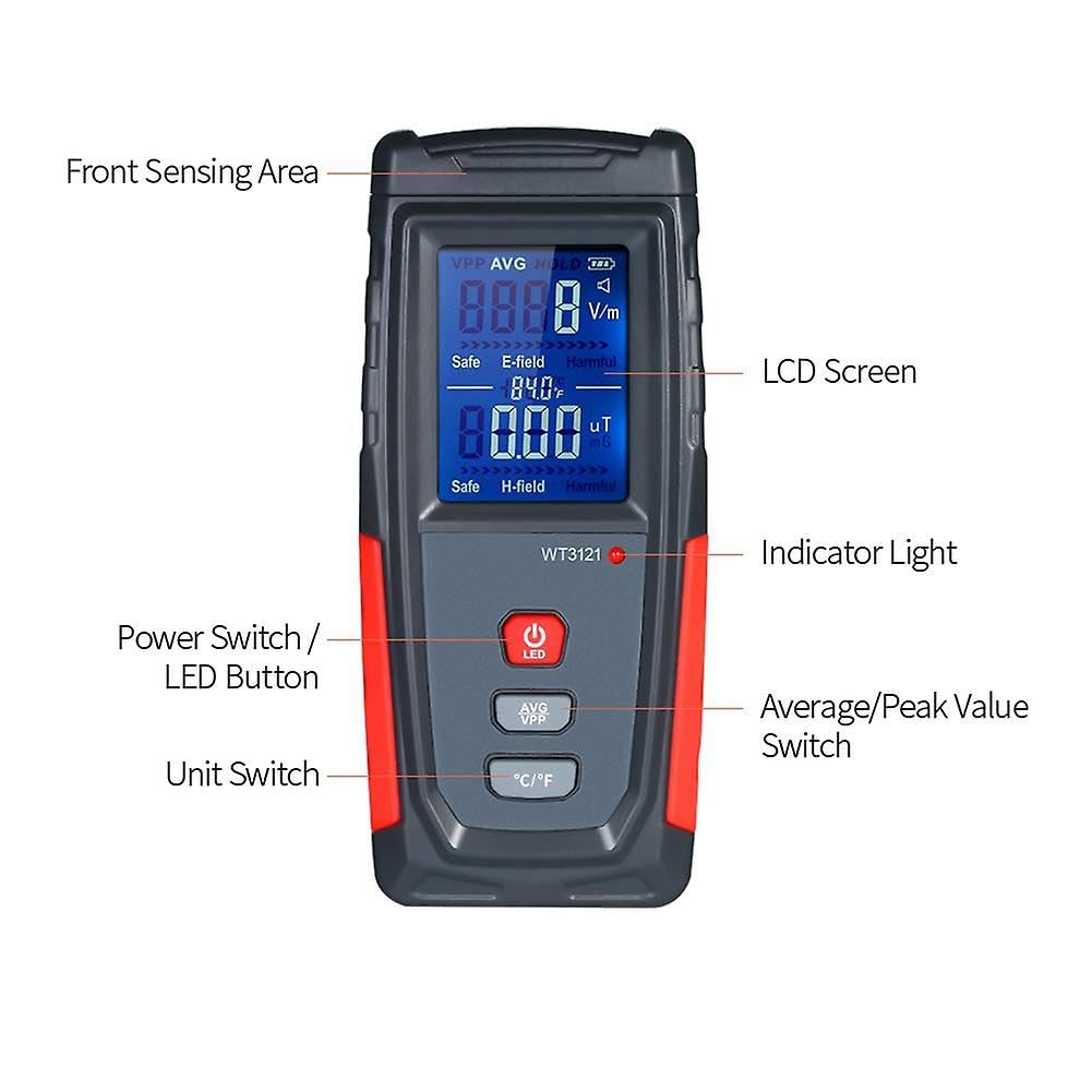 Real Instruments Emf Meter, Electromagnetic Radiation Tester,hand-held Mini Digital Backlight Lcd Emf Detector Sound And Light Alarm Great Tester For Home Emf Inspections, Office, Outdoor (WT3121)