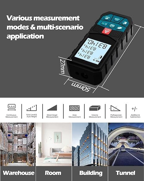 Real Instruments Laser Distance Meter Waterproof Level 120 Meter LDM Laser Range Finder LDM-120 (LDM-50M)