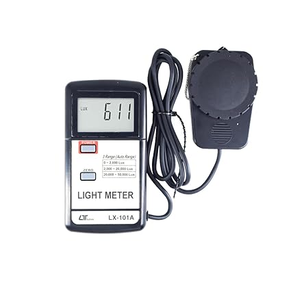 Lutron Digital Lux Meter Model LX-101A for Precise Illuminance Measurement with a Wide Range of 0 to 50,000 Lux, High Accuracy, Data Hold Function, Auto Power-Off for Use in Lighting Design, Quality Control & Environmental Monitoring