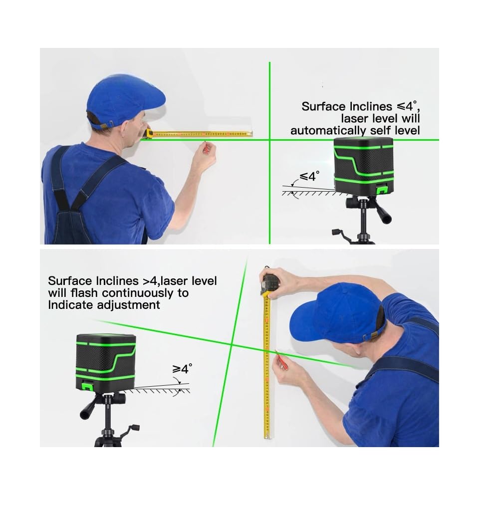 Real Instruments Laser Level Cross-Border 2 Line Green Light Strong Light Fine Line Automatic Infrared Laser Level IP54 Waterproof 360°High Precision Small Portable Self-leveling Line