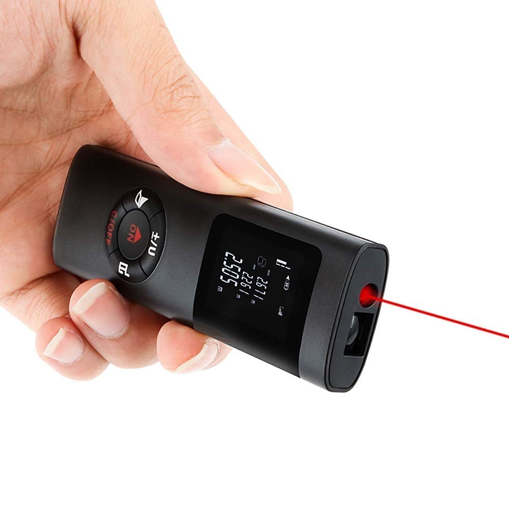 Real Instruments ABS Laser Distance Meter LDM-05 Rechargeable Battery Laser Rangefinder Measurement Tape Measuring Length/Area/Volume/Distance/Pythagoras Range 0.16 to 131 Ft/0.05 to 40 M (Black)