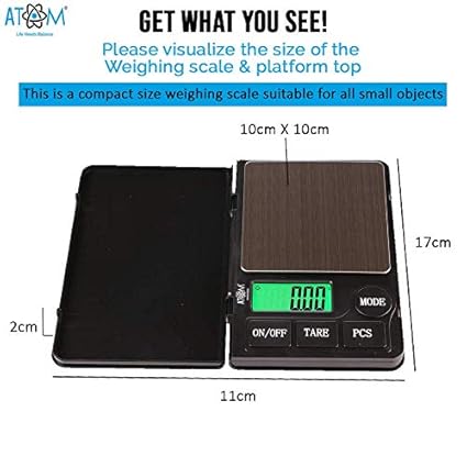 Real Instruments Digital Notebook Pocket Scale 0.01 Gm - 500 Gm Gold and Silver Jewellery, Chemical & Medicine Weighing Scale and for Home and Professionals, A102