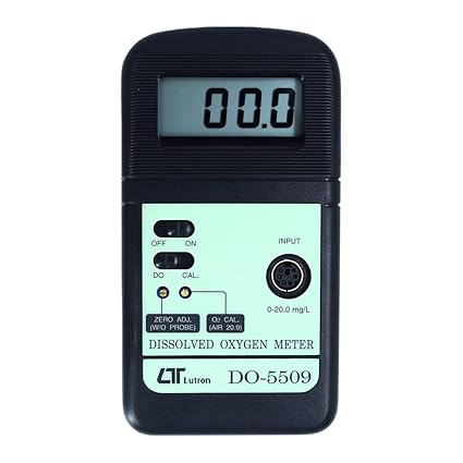 Lutron DO-5509 High-Precision Dissolved Oxygen Meter, Automatic Calibration, Polarographic Probe, Temperature Compensation, IP65 Splashproof Rating for Aquaculture, Environmental Monitoring, Water Treatment & Laboratory Research