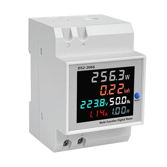 Real Instruments Energy Meter, Voltmeter, 6 in 1 AC 40-300V 100A Watt Meter, Frequency/Power Factor/Active Power/Current/Voltage Monitoring Device With Colorful LCD Display Power Consumption (22kW)