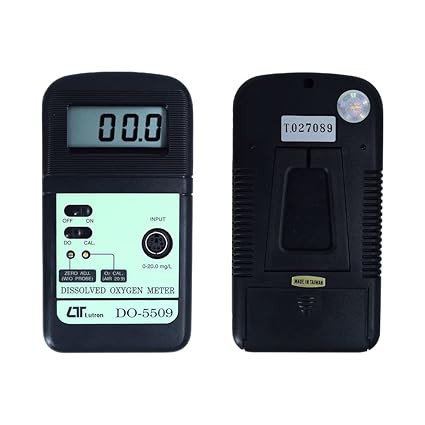 Lutron DO-5509 High-Precision Dissolved Oxygen Meter, Automatic Calibration, Polarographic Probe, Temperature Compensation, IP65 Splashproof Rating for Aquaculture, Environmental Monitoring, Water Treatment & Laboratory Research