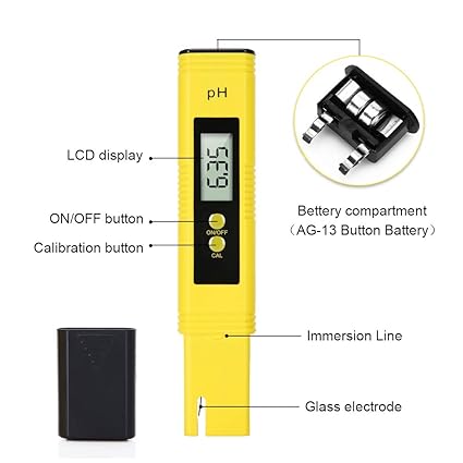 Real Instruments Digital PH Meter, PH Meter 0.01 PH High Accuracy Water Quality Tester with 0-14 PH Measurement Range for Household Drinking, Pool and Aquarium Water PH Tester Design with ATC PH-02