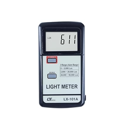 Lutron Digital Lux Meter Model LX-101A for Precise Illuminance Measurement with a Wide Range of 0 to 50,000 Lux, High Accuracy, Data Hold Function, Auto Power-Off for Use in Lighting Design, Quality Control & Environmental Monitoring