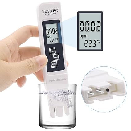 Real Instruments Digital TDS & EC Meter Water Quality Tester Temperature Meter, High Performance pen-Type Meter, Purity Tester, ATC Function, 1ppm Resolution, 0-9990 ppm | 4-digit display TDS Meter EC Meter For Ro Purifier (TDS EC)