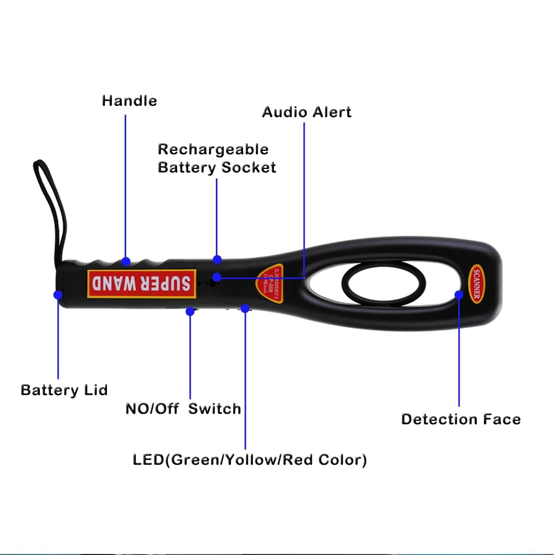 Real Instruments High Sensitivity Handheld Metal Detector for Malls, Airports, Railway Stations, Bank Security Check Advanced Metal Detector (GP-008)