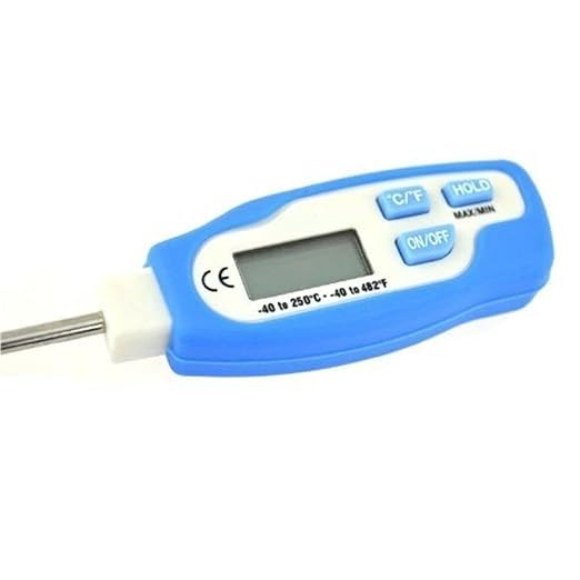 Real Instruments Instant Read Digital Meat Thermometer for Food, Bread Baking, Water, and Liquid. Waterproof and Long Probe with Meat Temp Guide for Cooking, Display with Backlit DTM-902