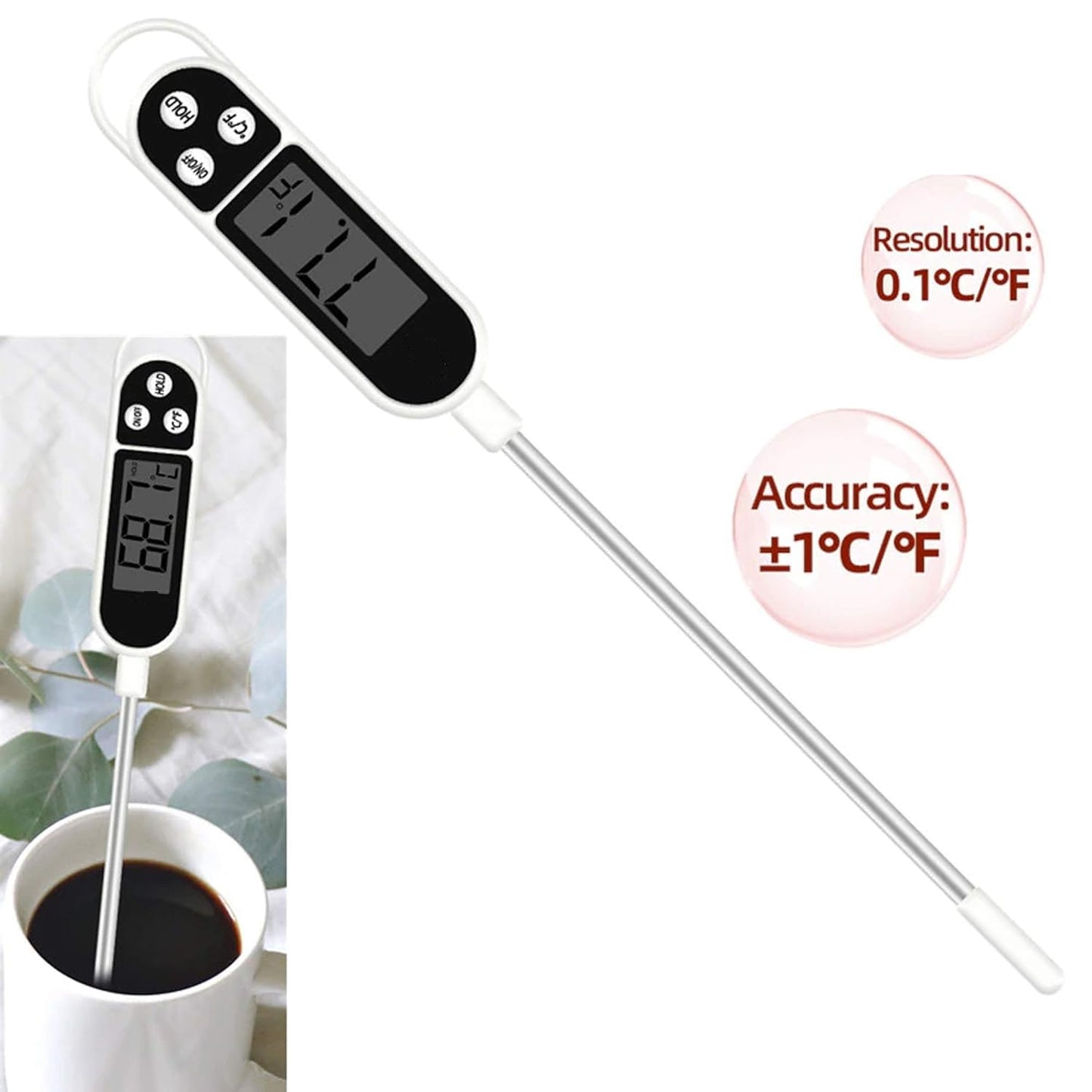 Real Instruments Digital Food Thermometer Kitchen BBQ Temperature Test TP300 High Precision Pen-Type Digital Thermometer with Wide Temperature Range, Stainless Steel Probe, and Rapid Measurement for Cooking, Laboratory, and Industrial Applications