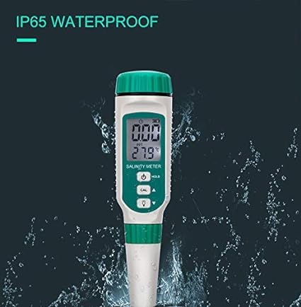 Real Instruments Digital Salinity Meter,0.00ppt-9.99ppt, 10.0ppt-50ppt Seawater Pool Aquarium Fish Multifunction Salinity Gauge,Electronic Waterproof Refractometer with ATC and Replaceable Probes