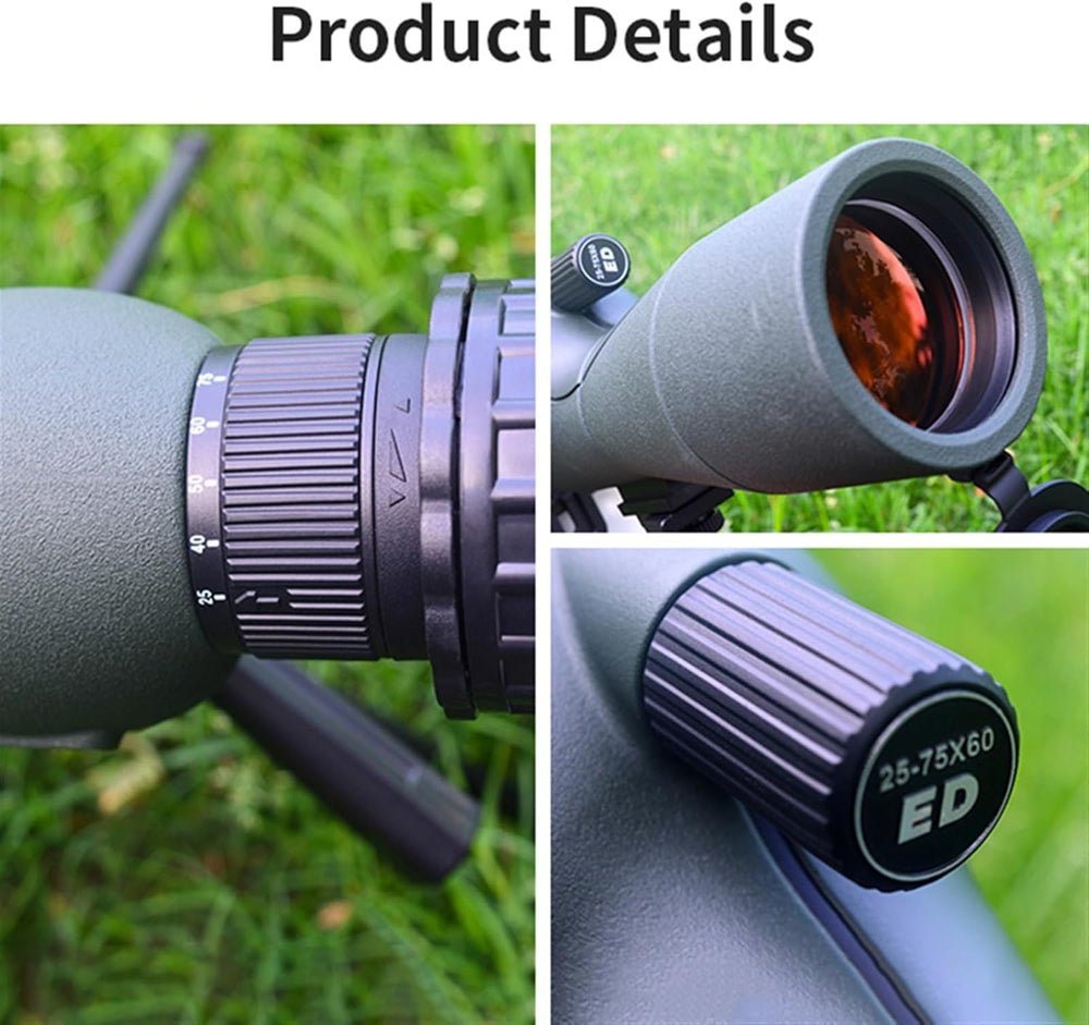 Real Instruments Monoculars for Long Distance 25-75x60 | Monocular Telescope with Tripod | Spotting Scope for Camping, Wildlife, Bird Watching, Hunting, Travelling | Extra-Wide View