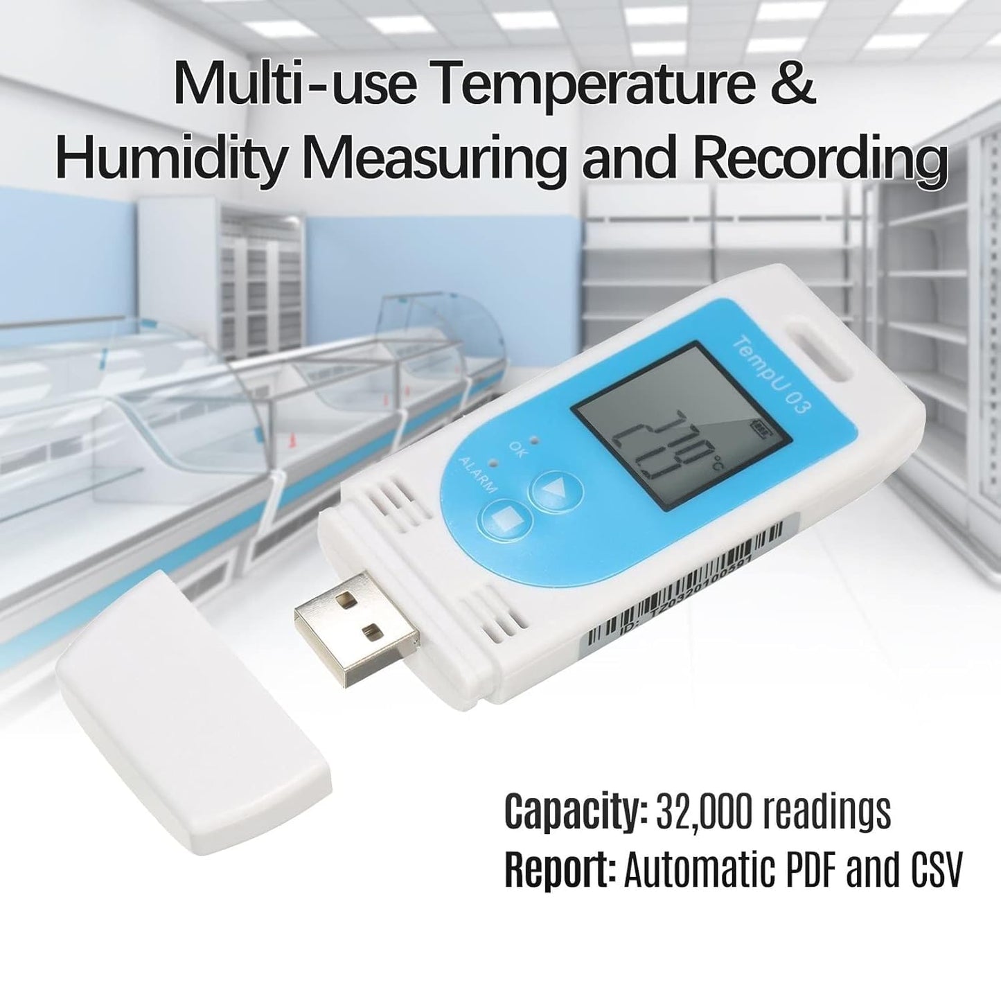 Real Instruments Data Logger With Calibration Certificate USB Temperature Humidity Data Logger Reusable RH TEMP Datalogger Recorder Humiture Recording Meter With 32,000 Record Capacity