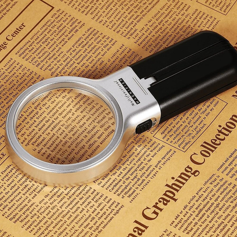 Real Instruments TH-7006 3 in 1 Folding Handheld Folding Magnifier With LED Light 3X Magnifying Glass