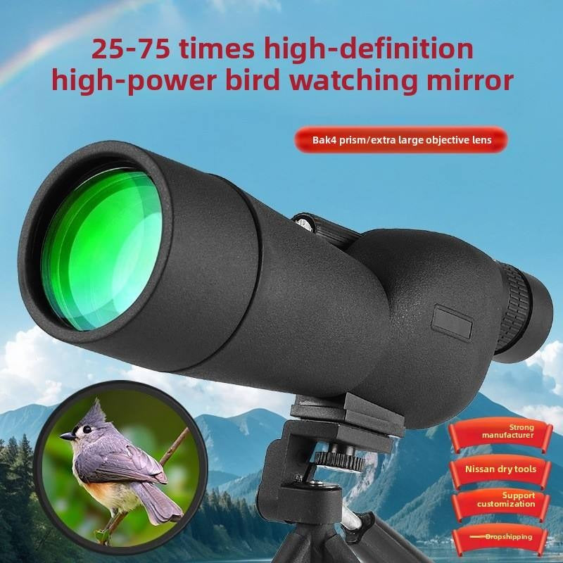 Real Instruments High Magnification 25-75x60 HD Outdoor Monocular Zoom Telescope Bak4 FMC Low Light Night Vision for Moon Viewing Bird Watching