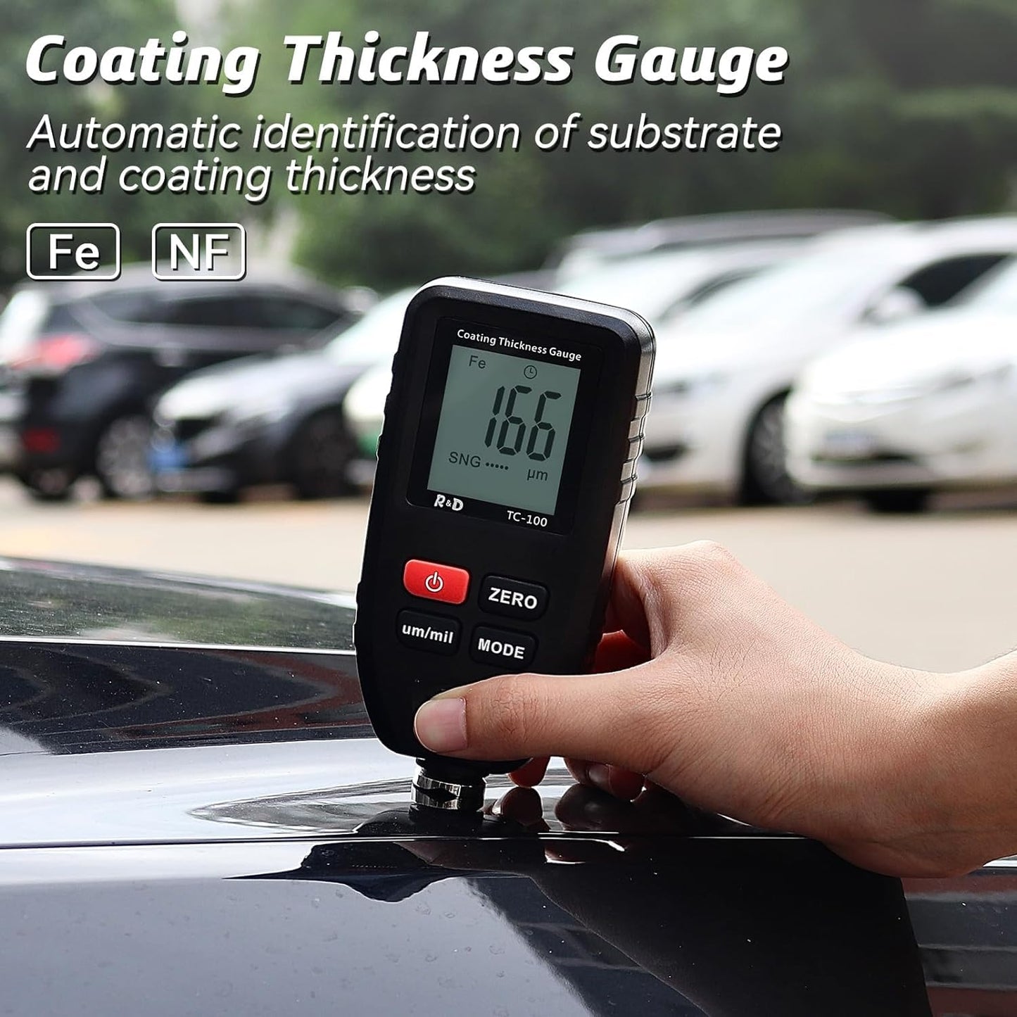 Real Instruments Digital Thickness Gauge Meter, Car Painting Test Gauge for Used Car Buyer, Paint Mil Thickness Gauge Meter Check The Car’s Original Thickness of a Coating (TC-100)