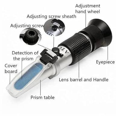 Real Instruments Hand Refractometer 45-82% Brix Professional Grade Optical Hand Held Refractometer, Sugar Type for Syrup, Jelly, Jam Low Volume 45 To 82% Brix Sugar Content Testing Equipment