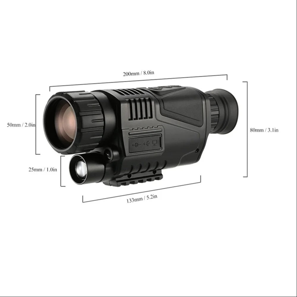 Real Instruments Night Vision Monocular NV300 with High-Definition 1080P Resolution, 5x Optical Zoom, Up to 8x Digital Zoom, 40mm Large-Diameter Objective Lens, 200M Viewing Distance, Built-in Infrared Illuminator, Simple Waterproof Design & Lightweight