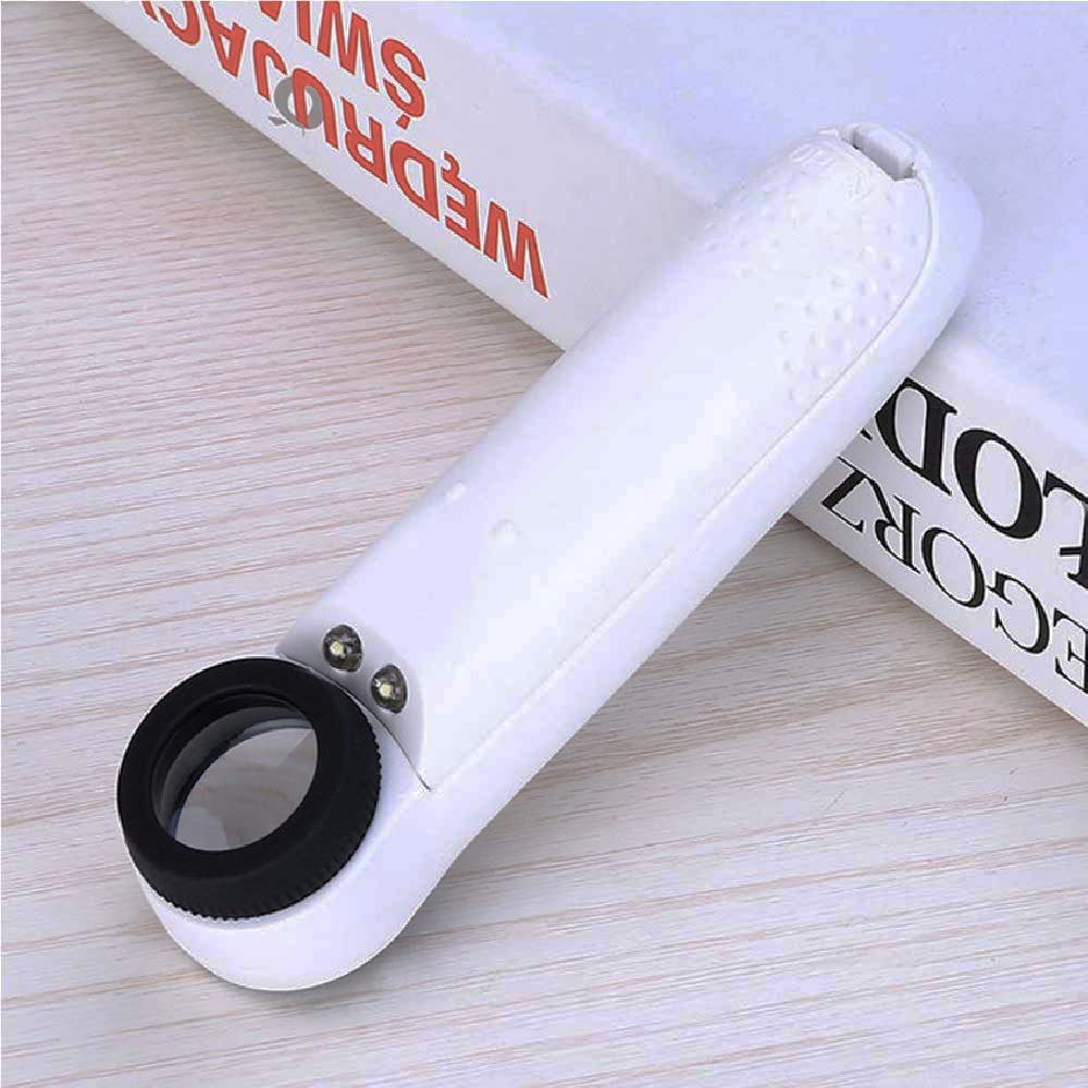 Real Instruments Handheld Magnifier 40x Magnifying Glass with 2 LED 19 mm Lights for Education,Home and Office,Industrial Inspection, 6B-1B