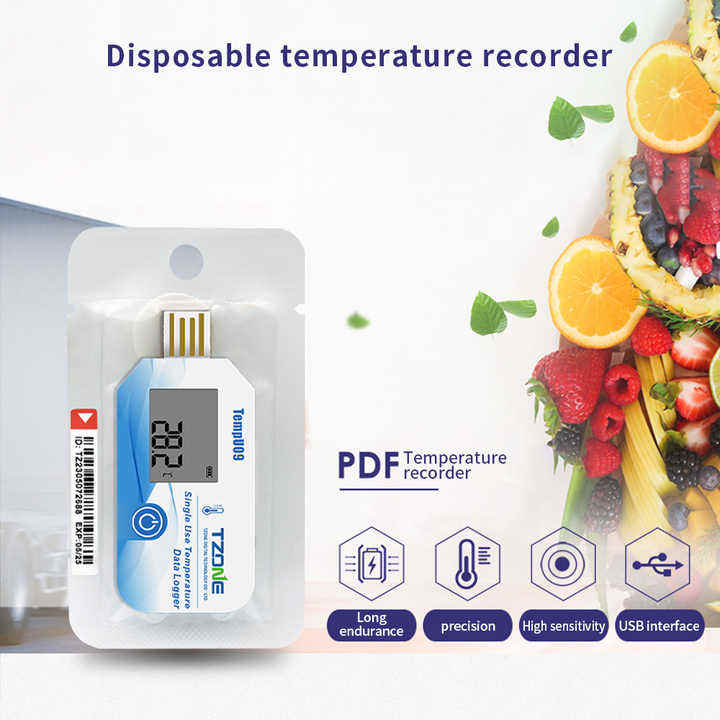 Real Instruments Tzone TempU09 90 Days Single Use USB Temperature Data Logger with LCD Display | Automatic PDF/CSV Report | Cold Chain Monitoring for Food, Vaccines & Pharmaceuticals