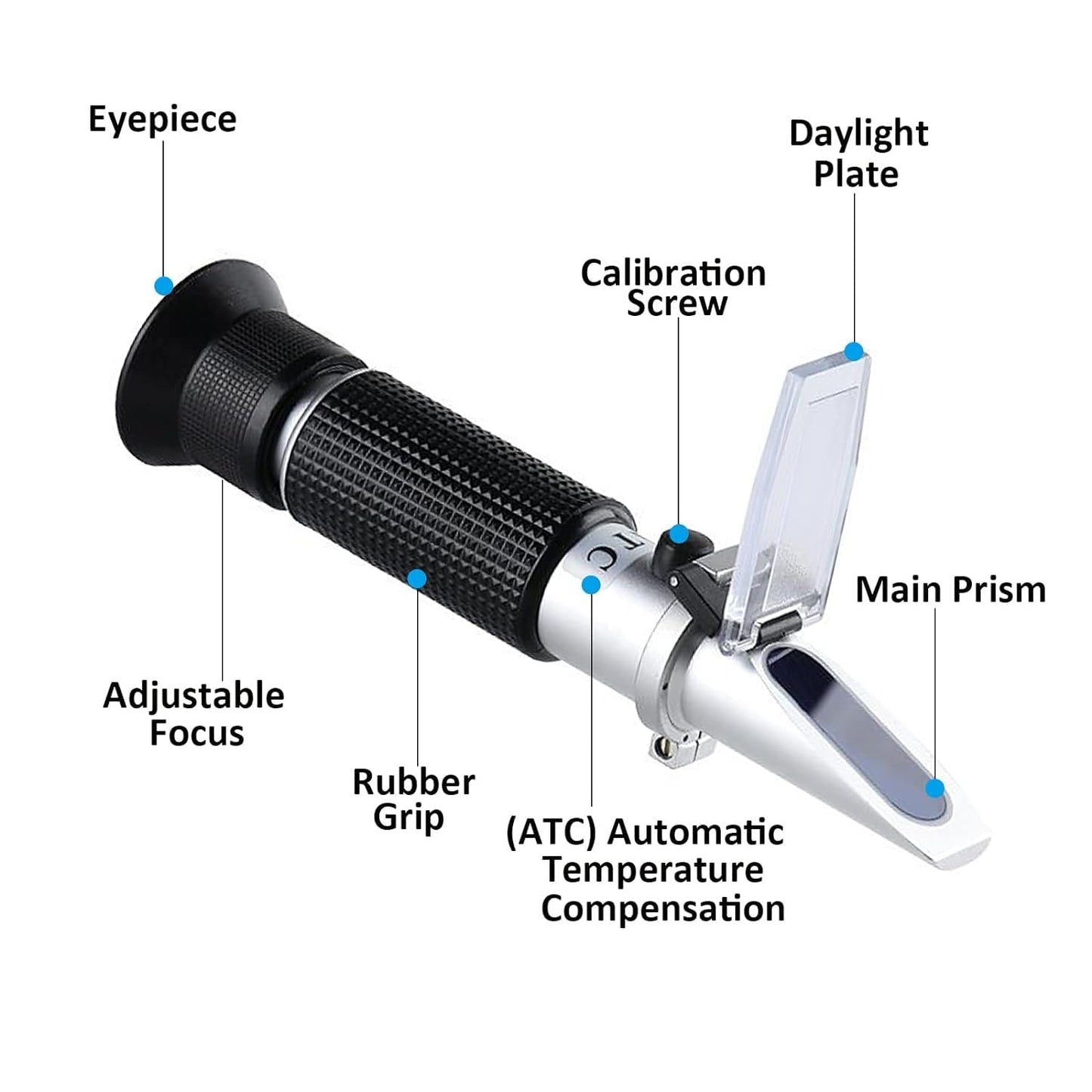 Real Instruments 0-80% V/V Alcohol Refractometer For Spirit Alcohol Volume Percent Measurement With Automatic Temperature Compensation for Distilled Beverages, Whiskey, Vodka, Gin, Tequila