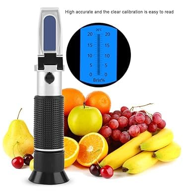 Real Instruments Professional Brix Refractometer 0-20% Accurate Portable Meter Instruments Handheld Refractometer For Honey Beer Fruit Juice Sugar Meter With Automatic Temperature Compensation