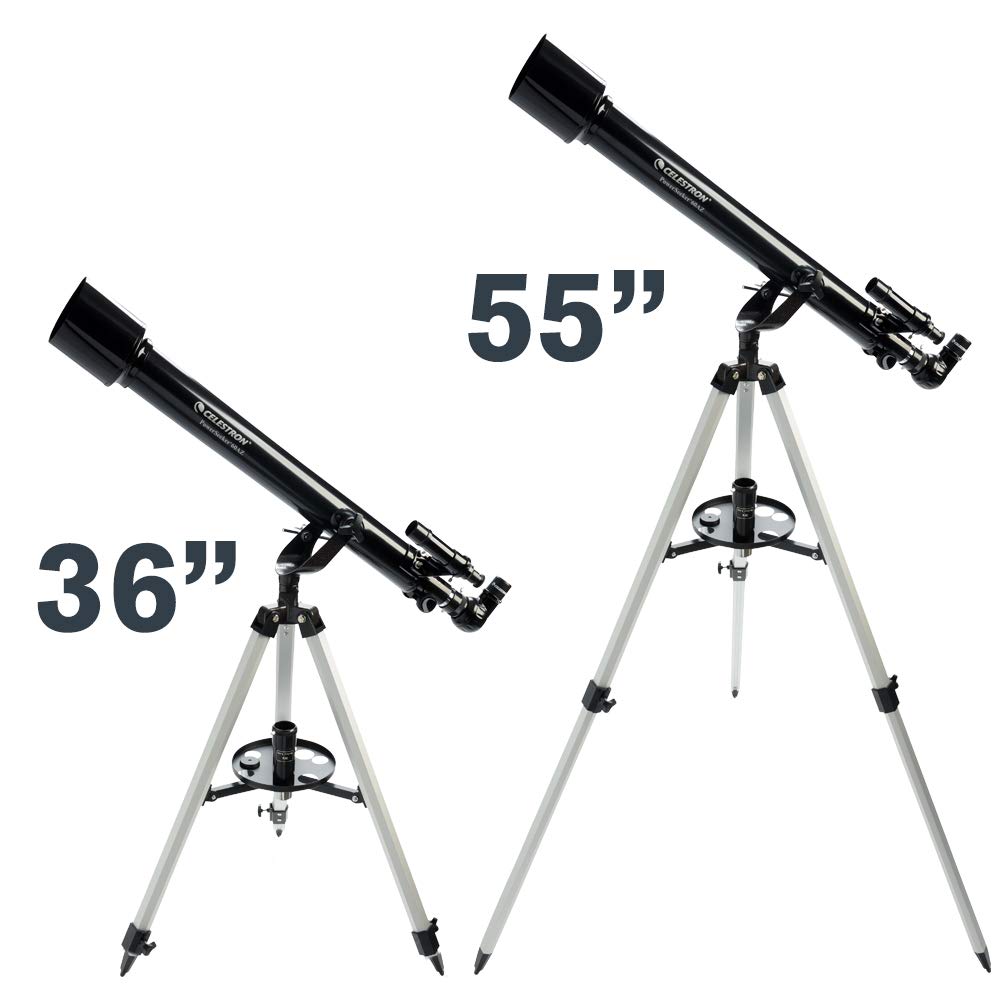Celestron 60AZ Achromatic Refractor Telescope with 60mm Aperture, 700mm Focal Length, Altazimuth Mount, and Adjustable Aluminum Tripod for Beginner Astronomers and Terrestrial Viewing