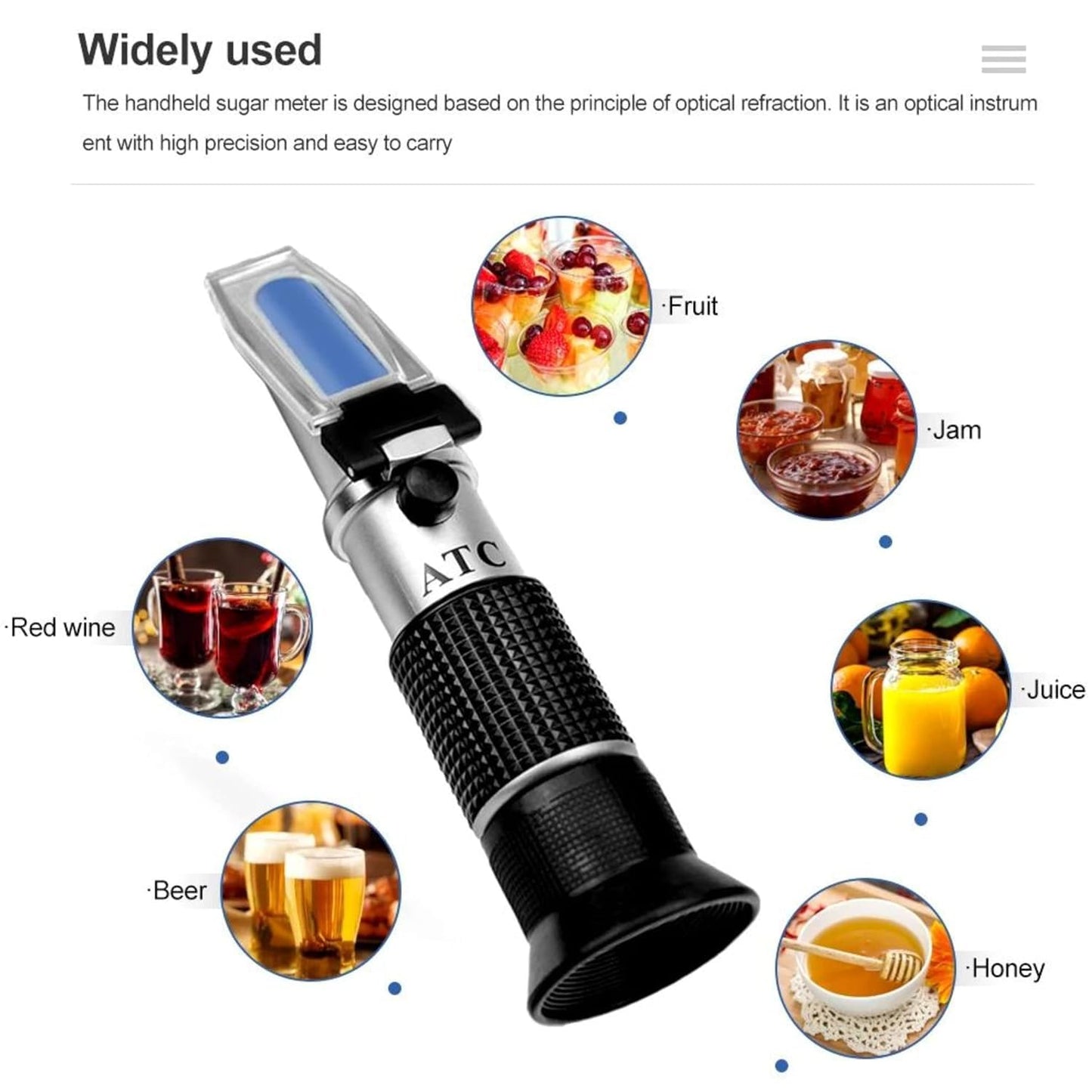 Real Instruments 0 To 55% Brix Refractometer For Fruit Juice Dual Scale Automatic With ATC