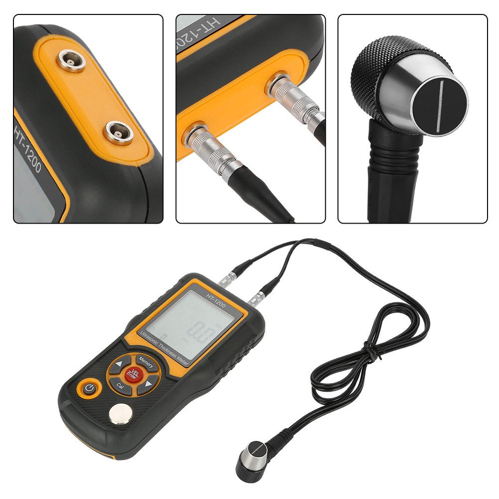 Real Instruments HT-1200 Ultrasonic Thickness Gauge LCD Digital Meter Tester Measuring Tool 2-300mm Range