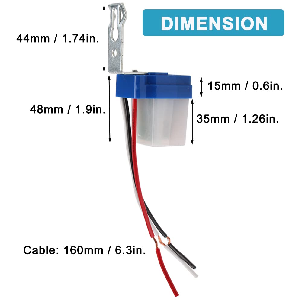 Real Instruments Photocell 6 Amp Day Night Sensor for Street Light Garden Light 220 V Auto Day/Night on and off Photocell, LDR Sensor Switch