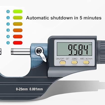 Real Instruments Digital Outside Micrometer Screw Gauge 0-25mm With Lcd Display & Carry Case Ideal For Accurate Measuring Dimensions In Inches & MM (0.001mm) Resolution,+/-0.0001" Accuracy