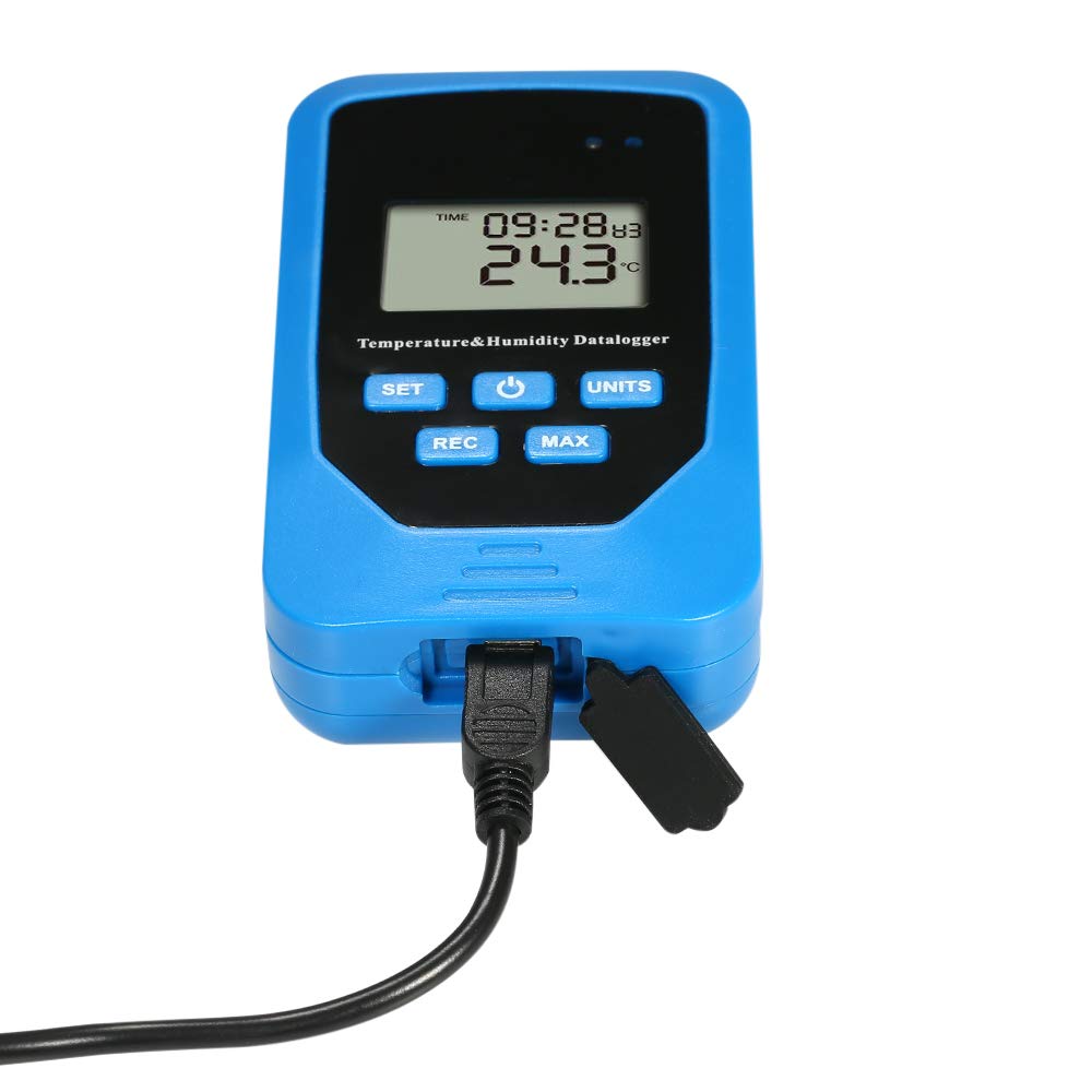 Real Instruments Mini USB Humidity Temperature Data Logger RH Temp Datalogger Recorder Humiture Recording Meter with Heat Index and Dew Point Test 80,000 Record Capacity, TS-99