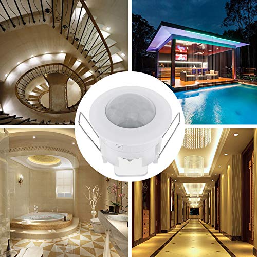 110-240V Infrared Motion Sensor Switch, Recessed Fall PIR Ceiling Motion Sensor Detector Light Switch Adjustable 360 Degree