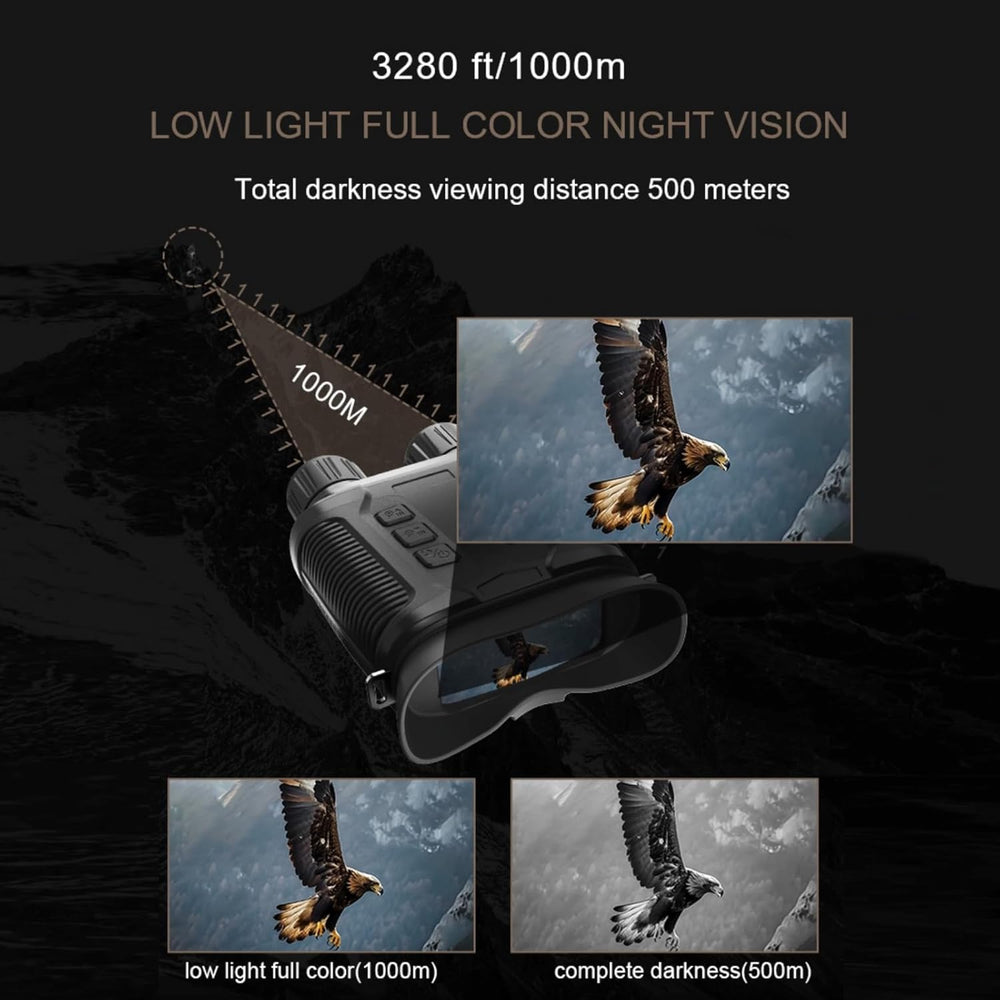 Real Instruments NV3280 Night Vision Binoculars for Hunting 4K UHD Full Color 36MP Telescope 10X Optical 8X Zoom 500M Infrared Digital, Black