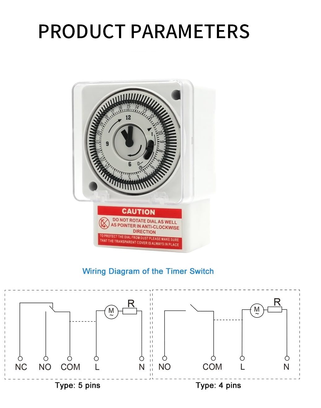 Real Instruments FM/1 QT Quartz Analog Manual Time Switch FM1 AC 240V Daily Dial Base Mounting Programmable Electronic Timer Switch, White