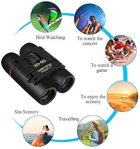 Real Instruments Waterproof/Fog-Proof Roof Prism Polarized HD Professional Lightweight Pocket Size Binocular Telescope Folding 30x60 Zoom Lens for Sports, Hunting, Camping for Bird Watching