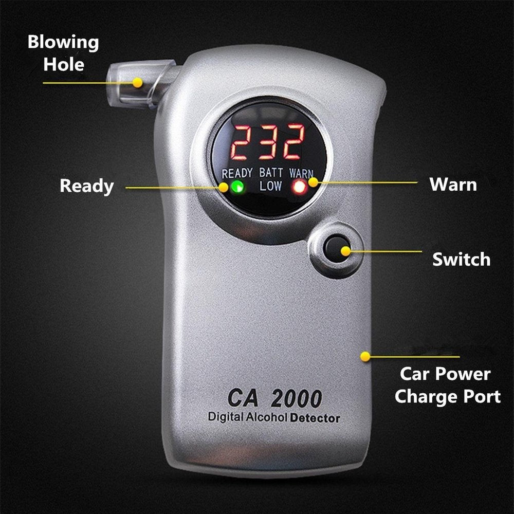 Real Instruments CA2000 Portable Digital Highly Reliable, Accurate & Quick Breath Alcohol Analyzer LED Display Alcohol Detector Breathalyzer Machine, AT-18