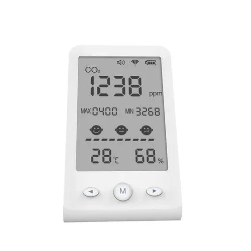 Real Instruments CO2 Monitor Thermometer Hygrometer High Accuracy Desktop CO2 Detector Indoor Air Quality Meter with Alarm Multi-function CO2 Air Quality Detector CO2 Meter NDIR Sensor PPM Carbon Dioxide Monitor, AQM-12