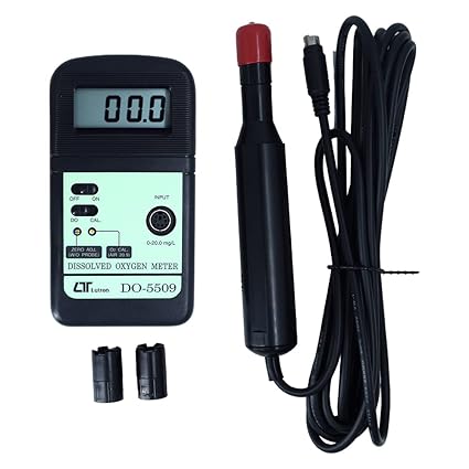 Lutron DO-5509 High-Precision Dissolved Oxygen Meter, Automatic Calibration, Polarographic Probe, Temperature Compensation, IP65 Splashproof Rating for Aquaculture, Environmental Monitoring, Water Treatment & Laboratory Research