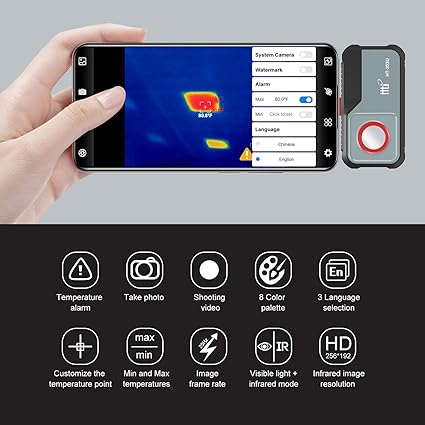 Real Instruments 256X192 IR Resolution Hti HT-203U Thermal Camera for Android Phone Fully Adjustable