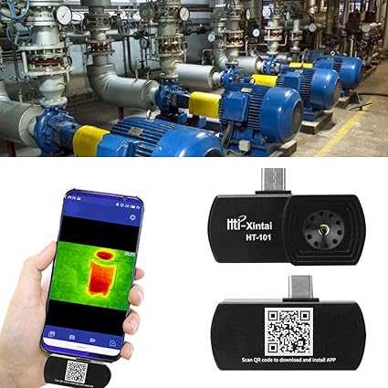 Real Instruments HT-101 Thermal Camera, Type-C Micro USB Mini Infrared Imager Hti Thermal Camera for Mobile Phone, Air Conditioning and Building Temperature Testing