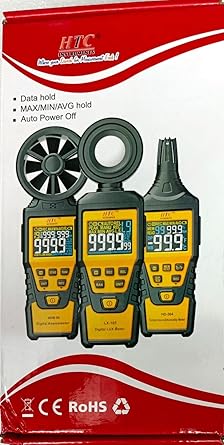 HTC HD-304 Advanced Temperature and Humidity Meter with Dew Point and Wet Bulb Measurements, Large Backlit LCD, Fast Response Time, and Data Logging Capability for HVAC, Industrial, and Environmental Applications