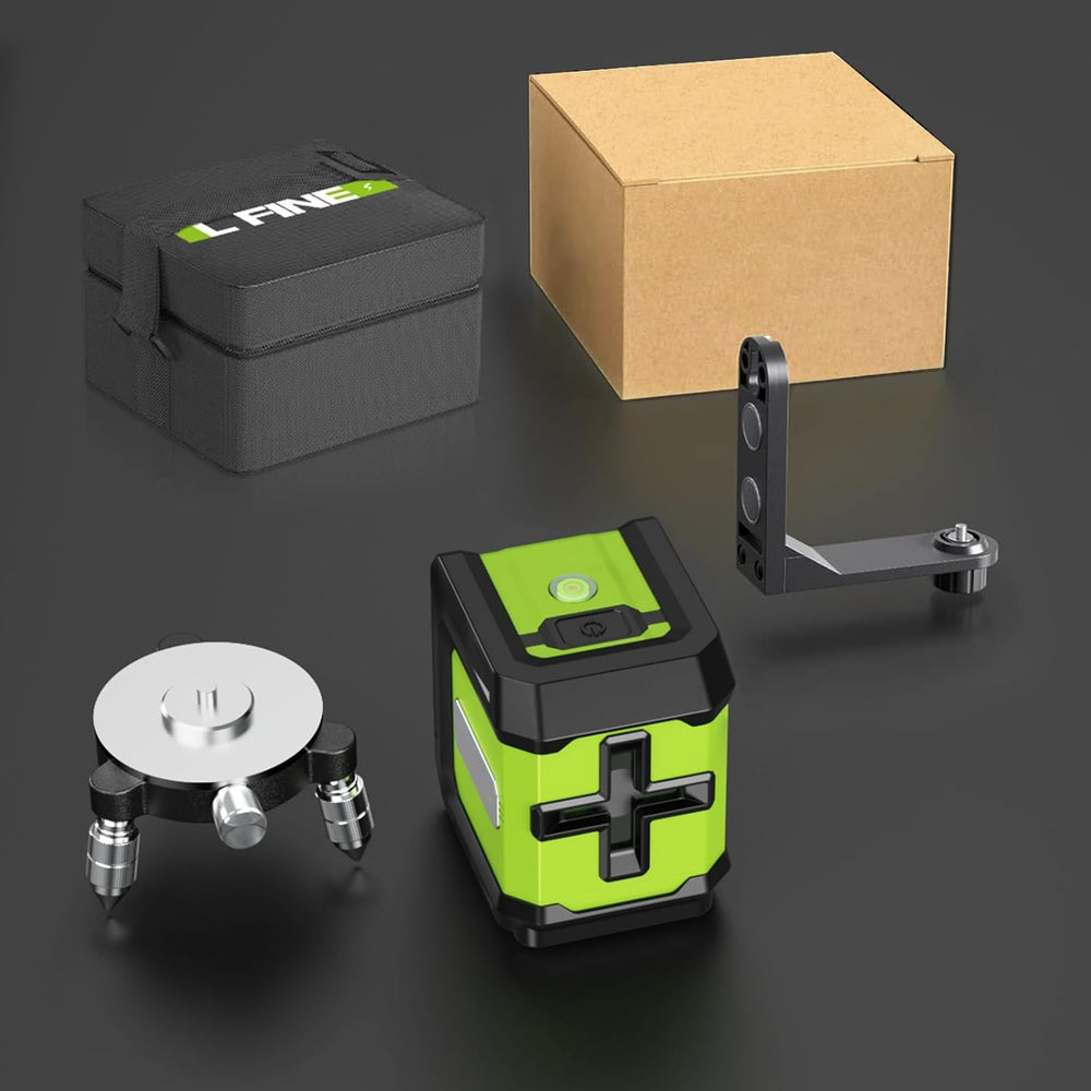 Real Instruments Self Leveling Laser Level, farway 100ft Green Cross Line Laser Level,3 Brightness Adjustable,IP54 Waterproof, 360° Magnetic Base and Battery Included