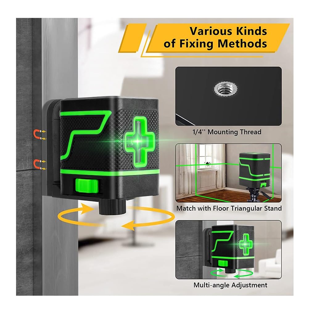 Real Instruments Laser Level Cross-Border 2 Line Green Light Strong Light Fine Line Automatic Infrared Laser Level IP54 Waterproof 360°High Precision Small Portable Self-leveling Line