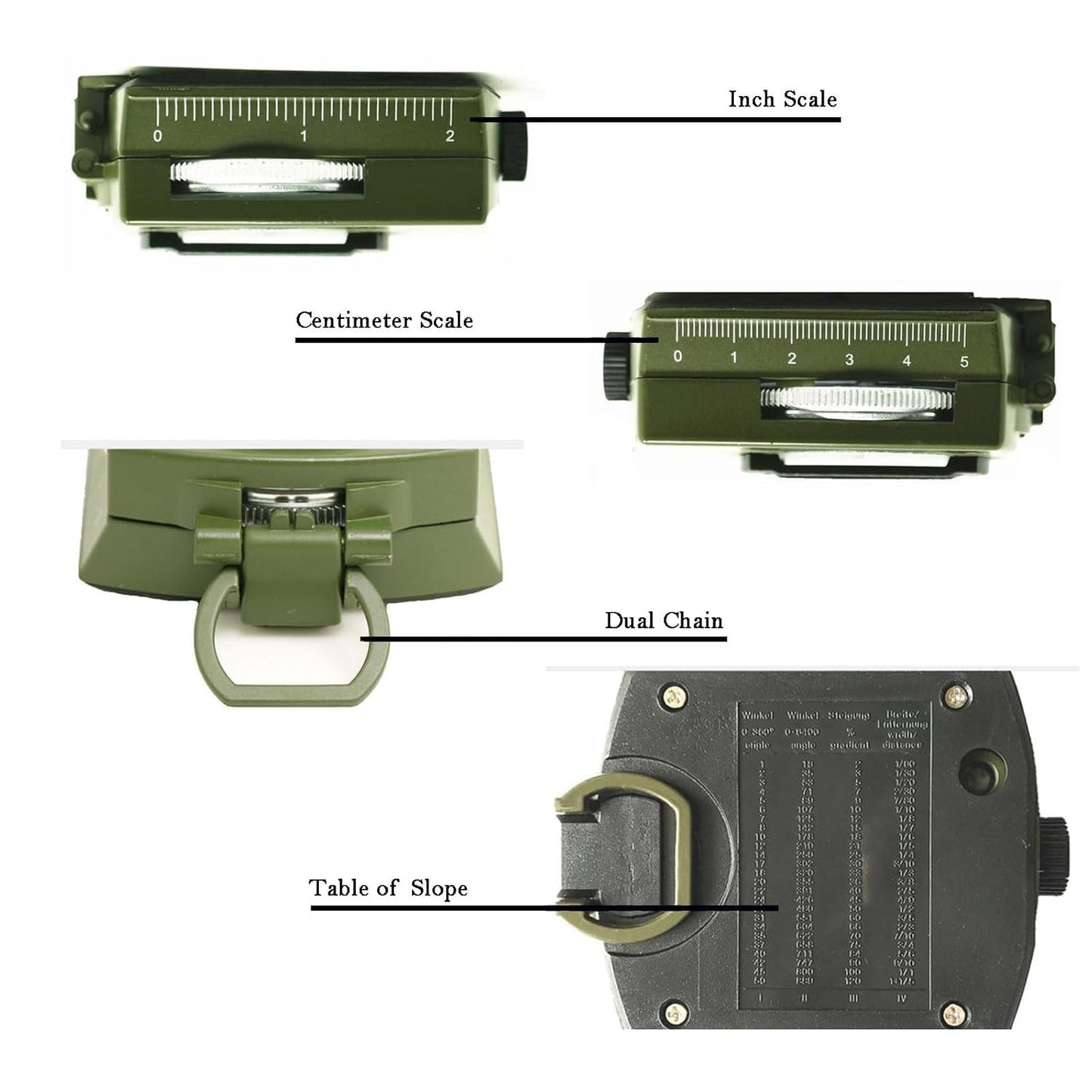 Real Instruments Compass K4580, High Accuracy Waterproof Military Compass with Carrying Bag Lensatic Sighting Waterproof and Shakeproof Compass Army Green Suitable for Camping Hiking