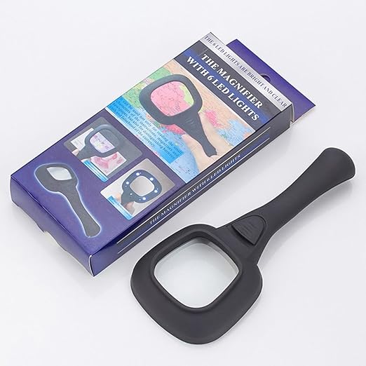 Real Instruments Magnifying Glass 3X with 6X Inset Lens, 6 LED Illumination, Large 100mm Optical-Grade Acrylic Lens, Ergonomic Non-Slip Handle, Anti-Scratch Coating, and Lightweight Portable Design for Reading, Inspection, and Precision Tasks – TH-600558H